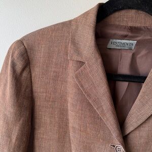 Italian Vestimenta Spa linen blend Women’s  Brown Blazer size 6